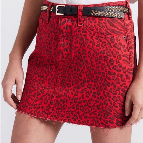 Current Elliott Leopard Denim Mini skirt NWT 28 - Picture 2 of 8